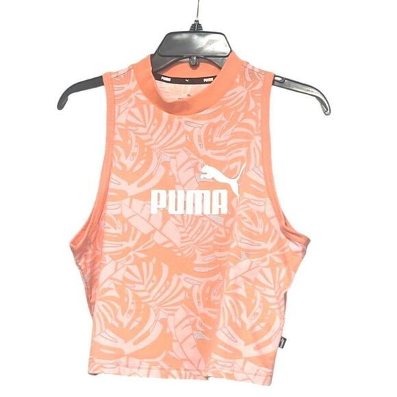 Puma Women's Floral-Vibes AOP Top, Peach Pink, Sz. L - Picture 1 of 8